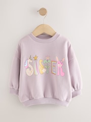 Lilac Purple Sister Crew Neck Sweatshirt (3mths-7yrs) - Image 1 of 4