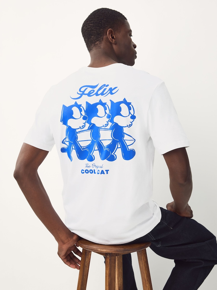 White/Blue Felix the Cat Licence 100% Cotton T-Shirt - Image 1 of 10 White/Blue Felix the Cat Licence 100% Cotton T-Shirt - Image 1 of 10