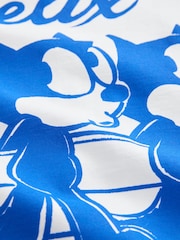 White/Blue Felix the Cat Licence 100% Cotton T-Shirt - Image 10 of 10