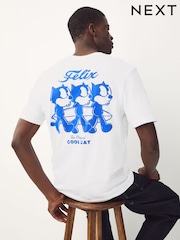 White/Blue Felix the Cat Licence 100% Cotton T-Shirt - Image 12 of 16