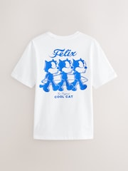 White/Blue Felix the Cat Licence 100% Cotton T-Shirt - Image 8 of 10