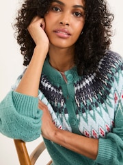 FatFace Mint Green Apres Knitted Fairisle Cardigan - Image 4 of 4