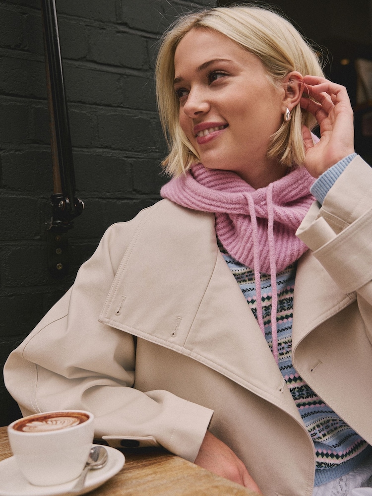 Pink Ribbed Bonnet Hat - Image 5 of 5