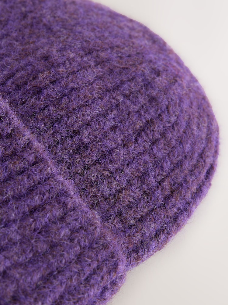 Purple Ribbed Beanie Containing Wool Hat - Image 2 of 3