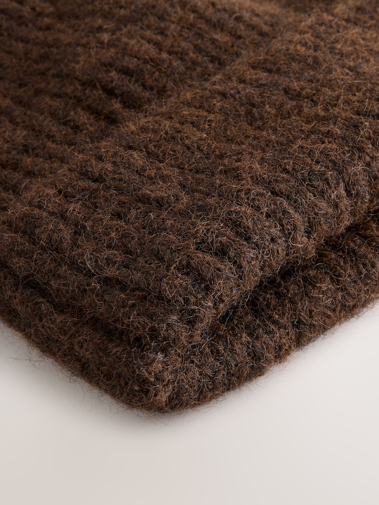 Chocolate Brown Ribbed Beanie Containing Wool Hat - Image 2 of 3