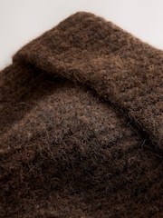 Chocolate Brown Ribbed Beanie Containing Wool Hat - Image 3 of 3