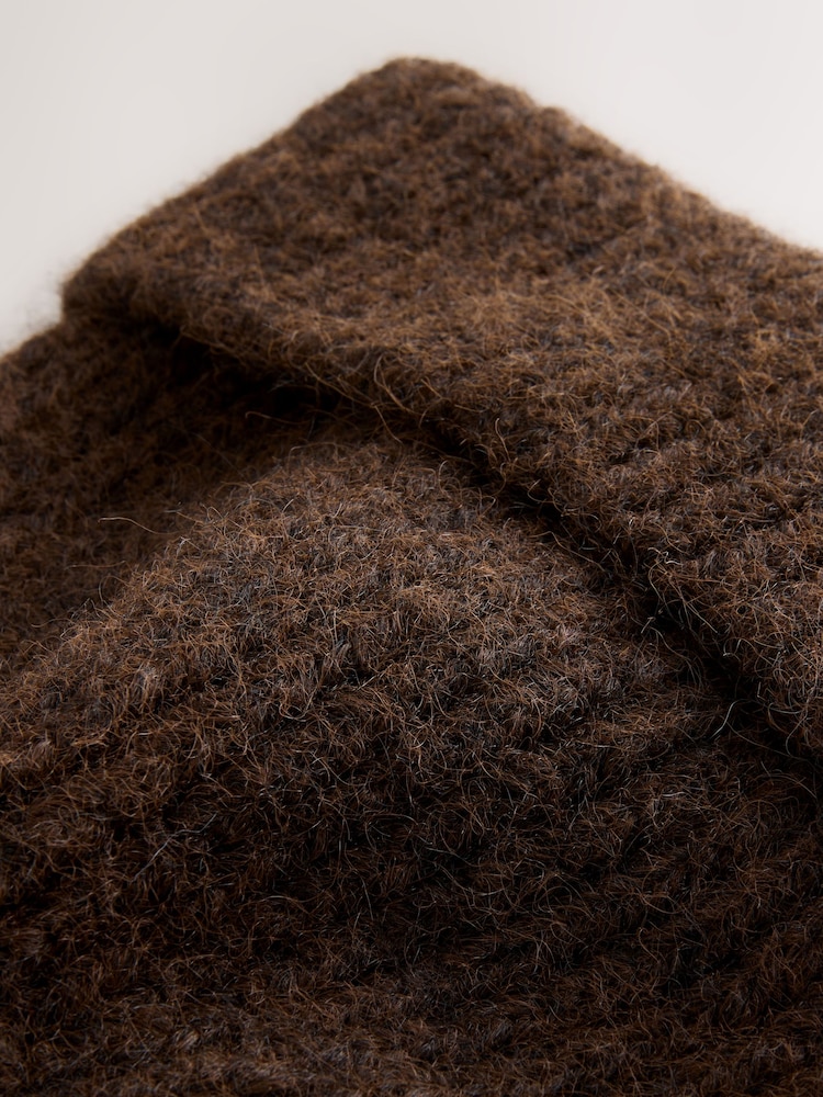 Chocolate Brown Ribbed Beanie Containing Wool Hat - Image 3 of 3