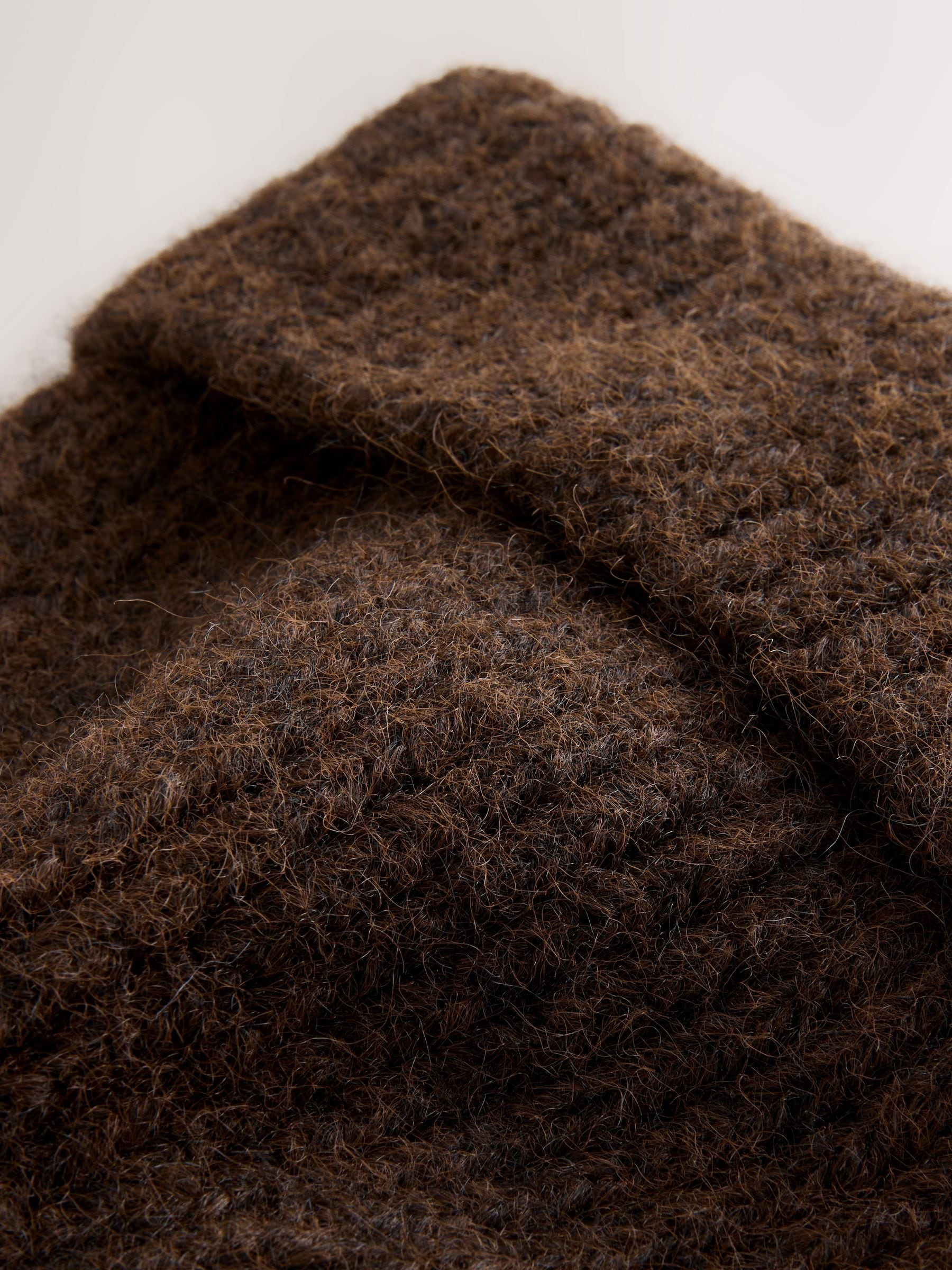 Buy Chocolate Brown Ribbed Beanie Containing Wool Hat from the