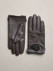 Chocolate Brown Leather Bow Gloves 1 Pair - Image 3 of 6