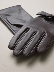 Chocolate Brown Leather Bow Gloves 1 Pair - Image 5 of 6