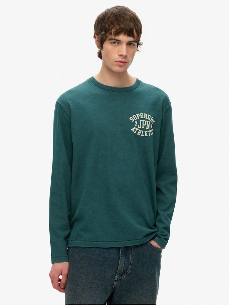 Superdry Green Athletic Essentials Long Sleeve Top - Image 1 of 4