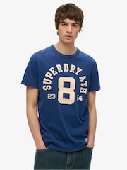 Superdry Blue Vintage Athletic Short Sleeve 100% Cotton T-Shirt - Image 1 of 4