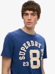 Superdry Blue Vintage Athletic Short Sleeve 100% Cotton T-Shirt - Image 4 of 4
