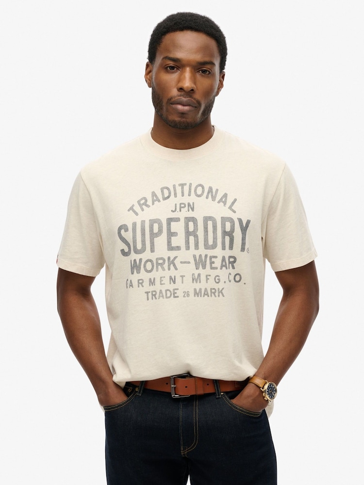 Camiseta de trabalho Superdry Machined Goods 100% algodão - Imagem 1 de 6