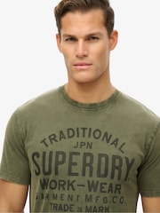 Superdry Green Machined Goods Workwear 100% Cotton T-Shirt - Image 4 of 6