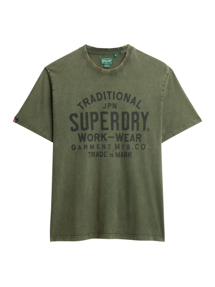 Superdry Green Machined Goods Workwear 100% Cotton T-Shirt - Image 5 of 6