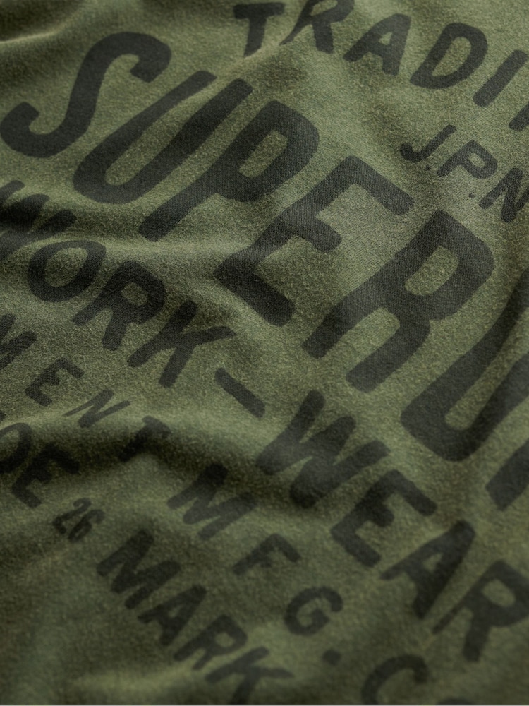 Superdry Green Machined Goods Workwear 100% Cotton T-Shirt - Image 6 of 6
