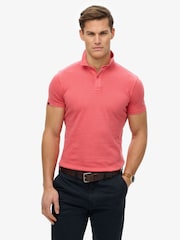 Superdry Red Essential Jersey 100% Cotton Polo Top - Image 1 of 6
