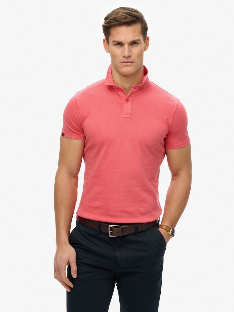 Superdry Red Essential Jersey 100% Cotton Polo Top - Image 1 of 6
