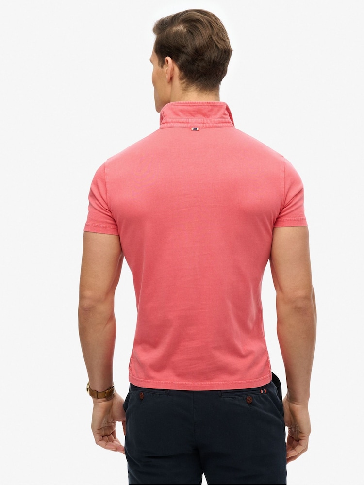 Superdry Red Essential Jersey 100% Cotton Polo Top - Image 2 of 6