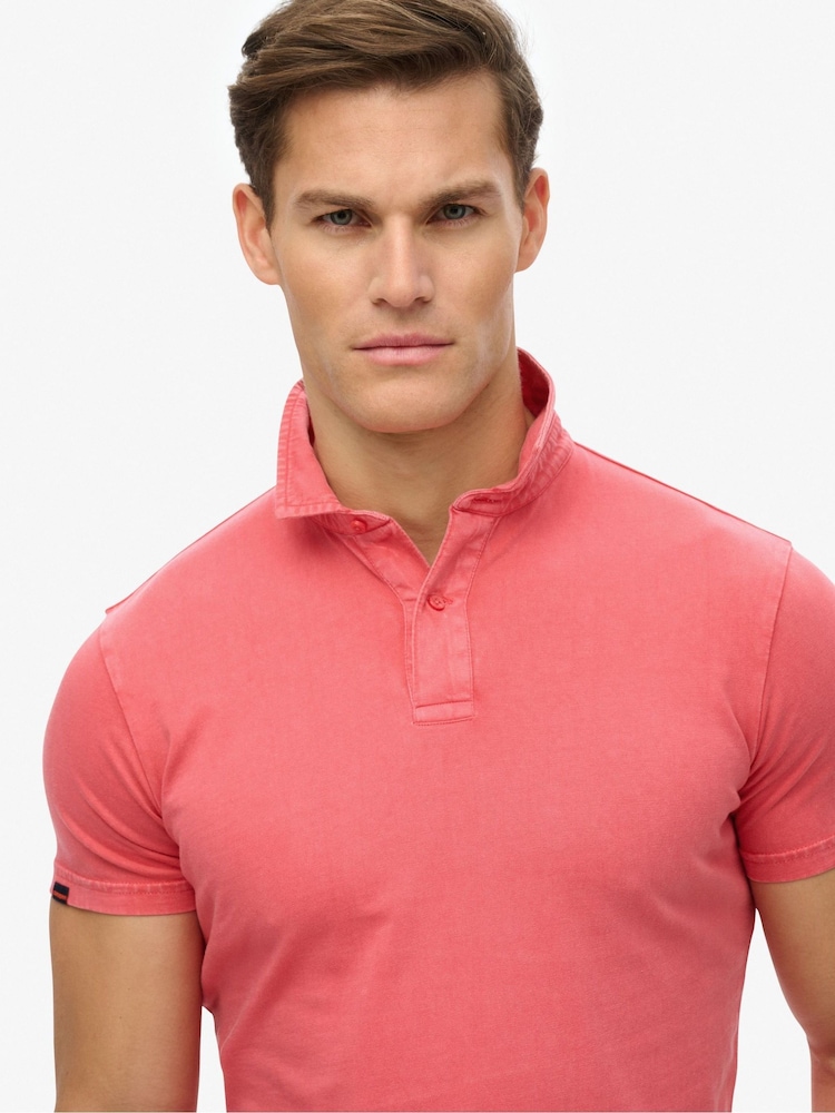 Superdry Red Essential Jersey 100% Cotton Polo Top - Image 4 of 6