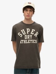 Superdry Grey Athletic Essential Graphic 100% Cotton T-Shirt - Image 1 of 4