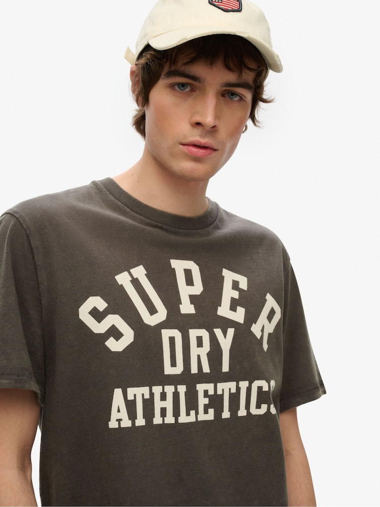 Superdry Grey Athletic Essential Graphic 100% Cotton T-Shirt - Image 4 of 4