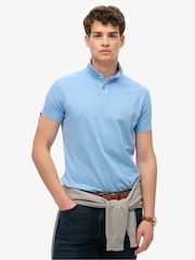 Superdry Blue Essential Jersey 100% Cotton Polo Top - Image 1 of 7
