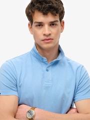 Superdry Blue Essential Jersey 100% Cotton Polo Top - Image 4 of 7