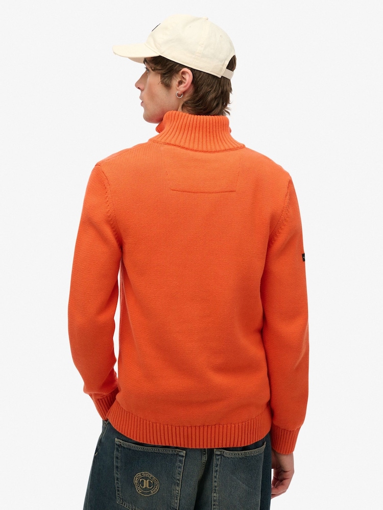 Superdry Orange 100% Cotton Classics Half-Zip Knitted Jumper - Image 2 of 4