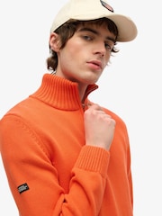 Superdry Orange 100% Cotton Classics Half-Zip Knitted Jumper - Image 4 of 4