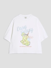 River Island White Girls Easy Peasy 100% Cotton T-Shirt - Image 1 of 4