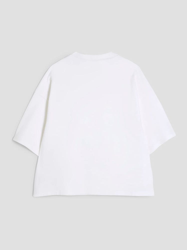 River Island White Girls Easy Peasy 100% Cotton T-Shirt - Image 2 of 4