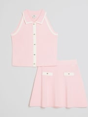 River Island Pink Girls Button Top & Skirt set - Image 1 of 5