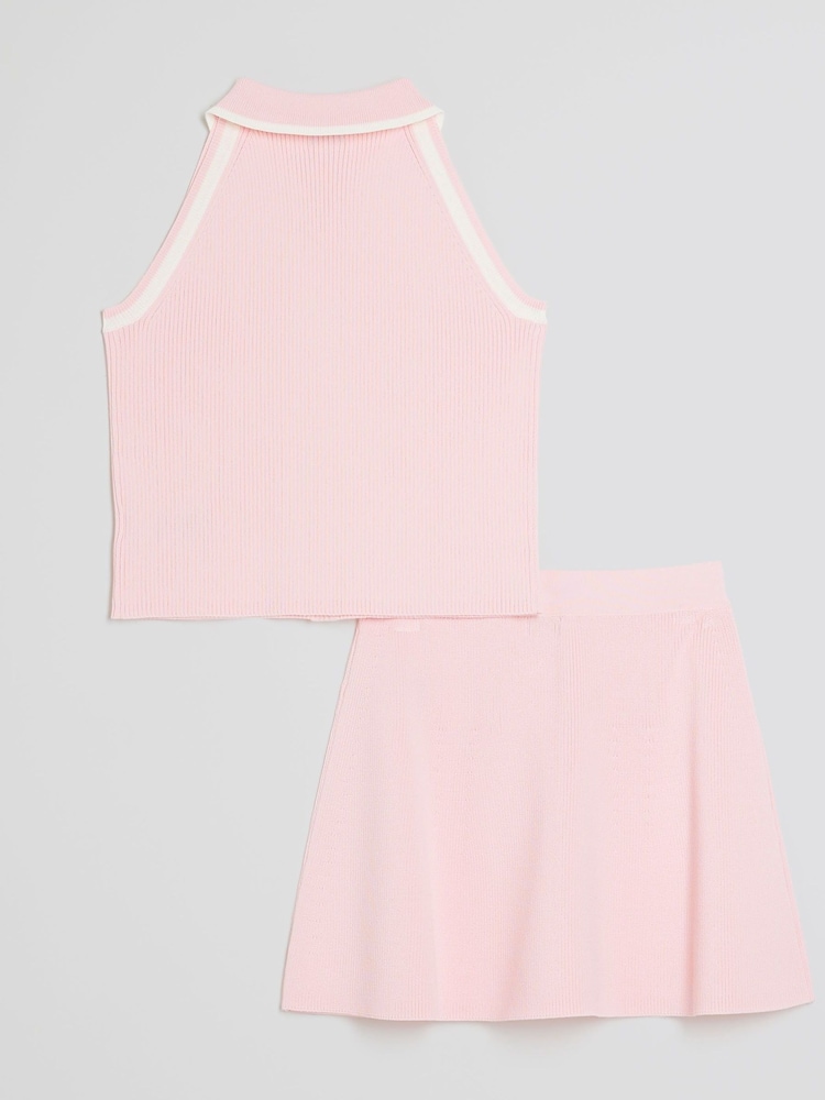 River Island Pink Girls Button Top & Skirt set - Image 2 of 5