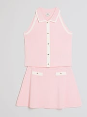 River Island Pink Girls Button Top & Skirt set - Image 3 of 5