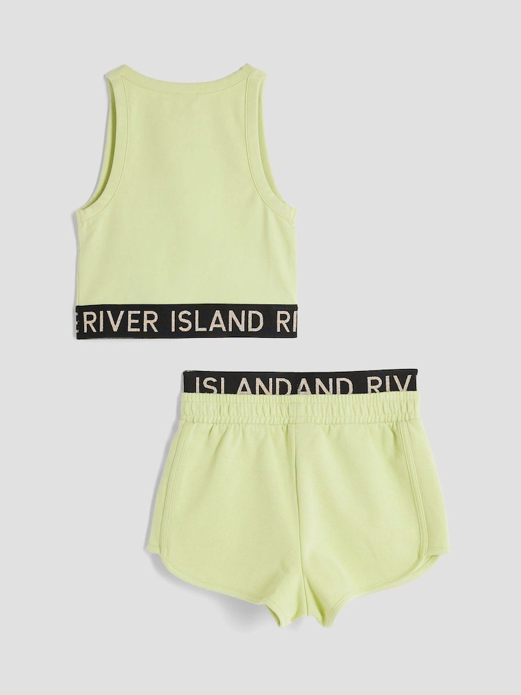 River Island Green Girls Glitter Tank Top Set - Image 2 of 5