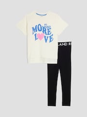 River Island Cream Girls More Love Leggings Set - Image 1 of 4
