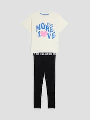 River Island Cream Girls More Love Leggings Set - Image 4 of 4