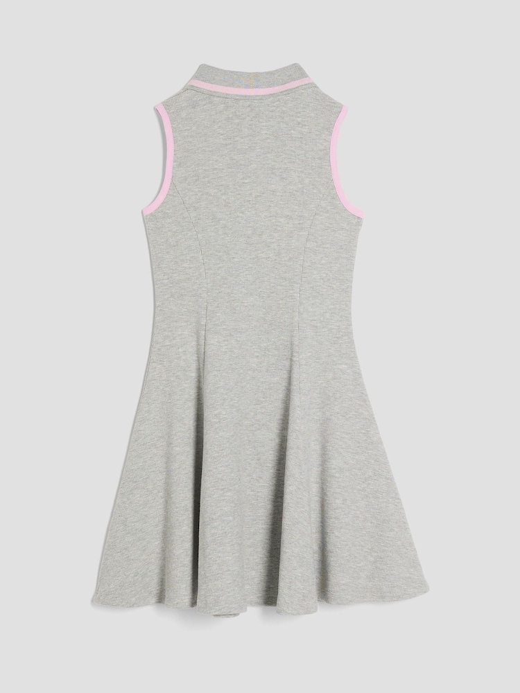 River Island Grey Girls Sleeveless Bow Collar Dress - Image 2 of 4 River Island Grey Girls Sleeveless Bow Collar Dress - Image 2 of 4
