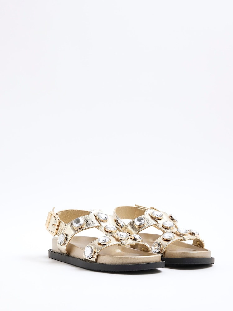 River Island Gold Girls Gem Sandals - Image 2 of 5