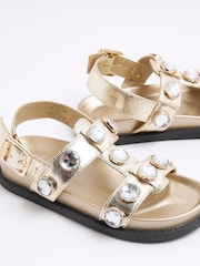 River Island Gold Girls Gem Sandals - Image 3 of 5