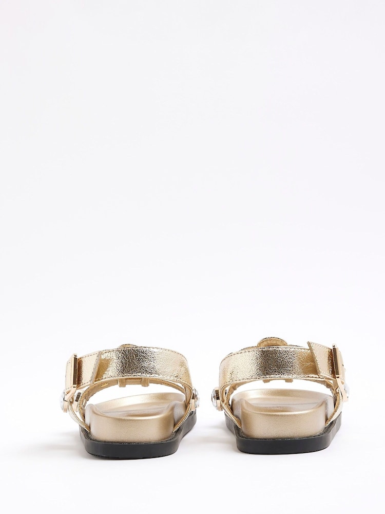 River Island Gold Girls Gem Sandals - Image 5 of 5