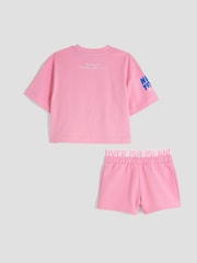 River Island Pink Girls 100% Cotton NYC Runner Set - Image 2 of 4