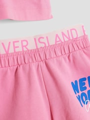 River Island Pink Girls 100% Cotton NYC Runner Set - Image 3 of 4