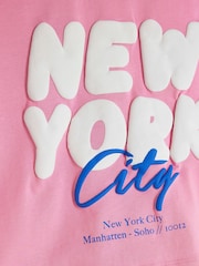 River Island Pink Girls 100% Cotton NYC Runner Set - Image 4 of 4