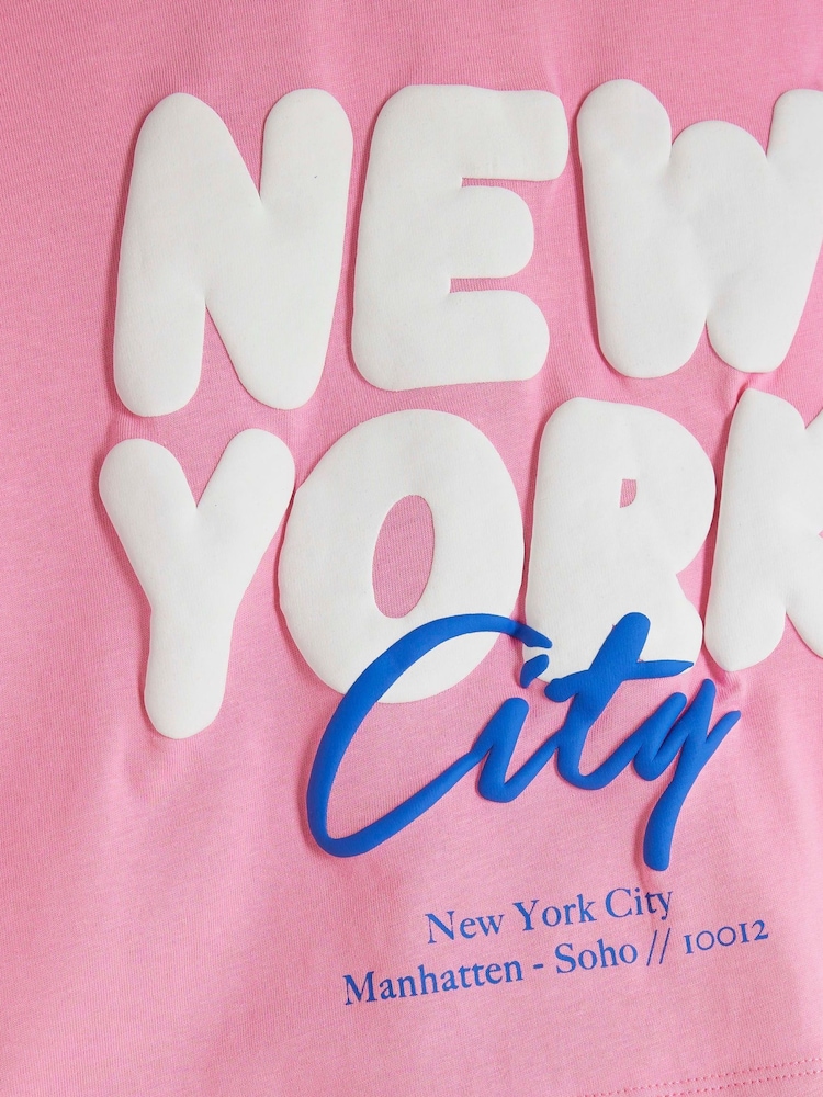 River Island Pink Girls 100% Cotton NYC Runner Set - Image 4 of 4