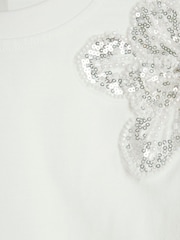 River Island White Girls Embroidered Flower 100% Cotton T-Shirt - Image 3 of 4