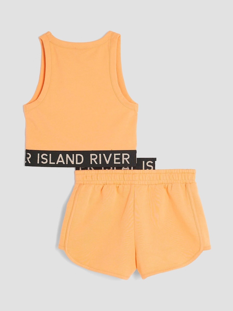 River Island Orange Girls Glitter Tank Top Set - Image 2 of 5