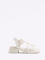 River Island Cream Girls Caged Chunky Sandals - Image 1 of 5
